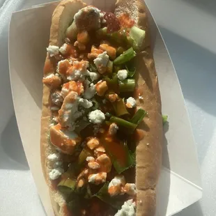 Buffalo blue hot dog