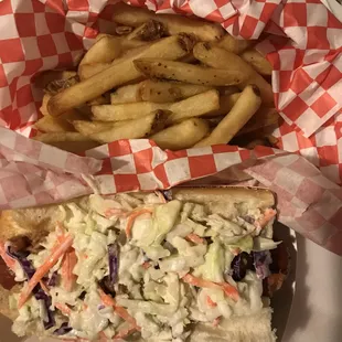 french fries and coleslaw