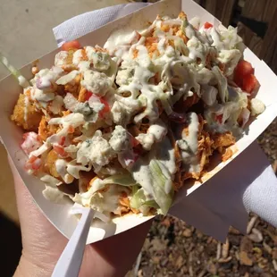 Buffalo chicken tater tots = ultimate hangover food