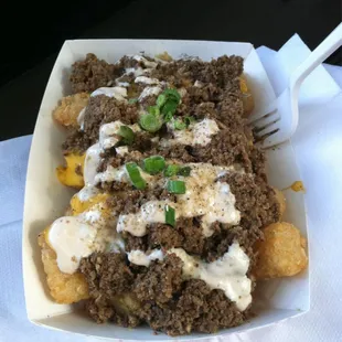 We opted for the Hott Mess Tots. Tasty!!