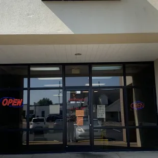 the front entrance of a business