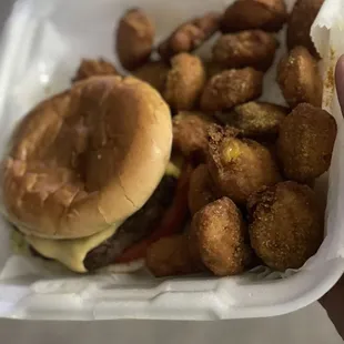 Cheeseburger  Corn nuggets