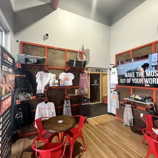 Merch area and front