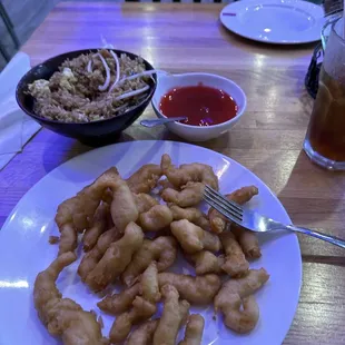 Sweet and Sour Chicken with Fried Rice.