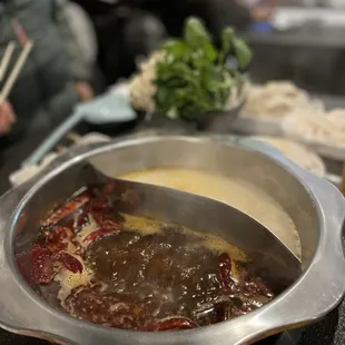 hot pot with meat and vegetables