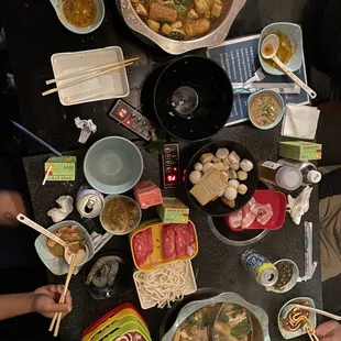 a table full of food