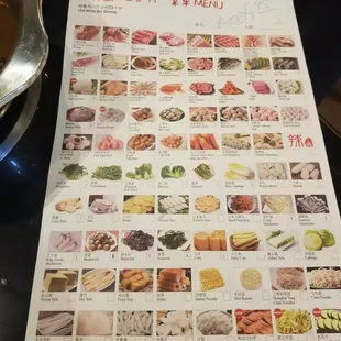 a menu for a restaurant