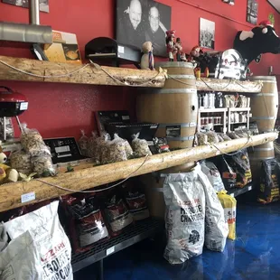 Charcoal and flavored wood chips