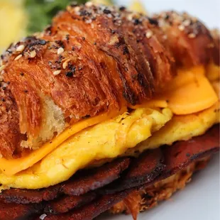 Homemade breakfast sandwich with the best Everything Croissants