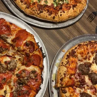 three different pizzas