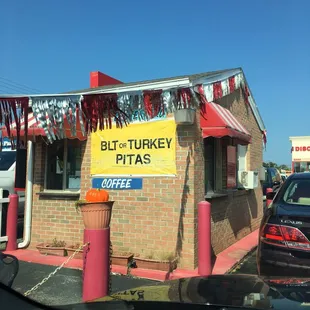 Waiting in drive thru! Hot dog to go!