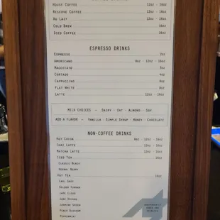 Menu (pricing is a secret)