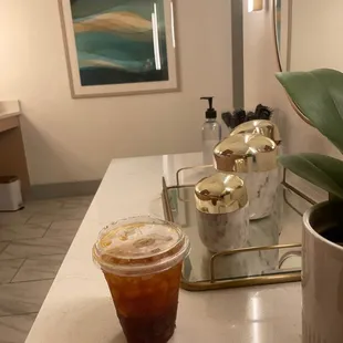 Cold brew coffee with lavender and lemon bitters