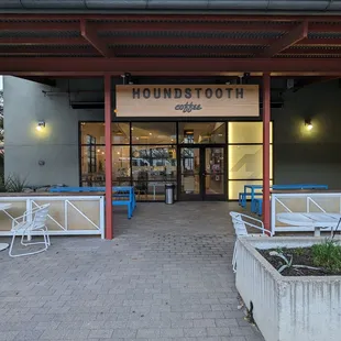 the entrance to houndstooth coffee