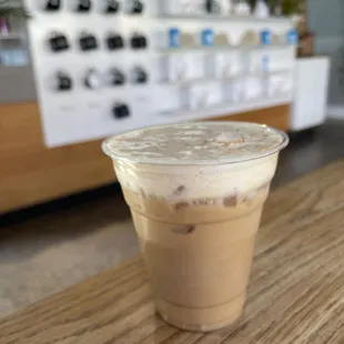 Iced Vanilla Latte with Autumn Foam