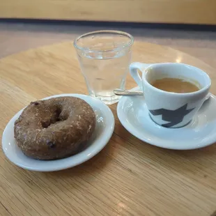 Blueberry Donut with a House Blend Espresso