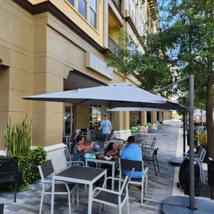 people eating outside