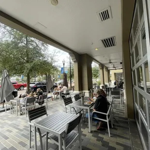 people eating outside