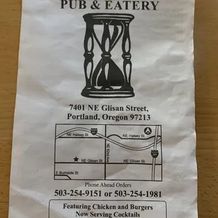 Menu as of March 2023