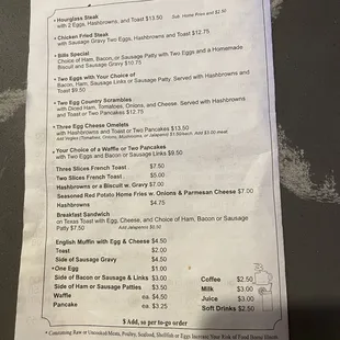 Current menu Dec 2021