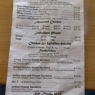 Menu as of March 2023