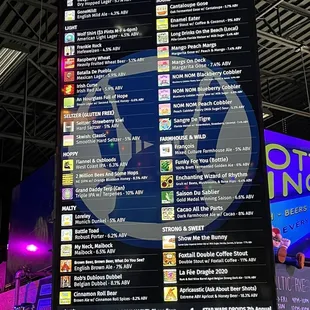 Menu of Beers - They have a lot!