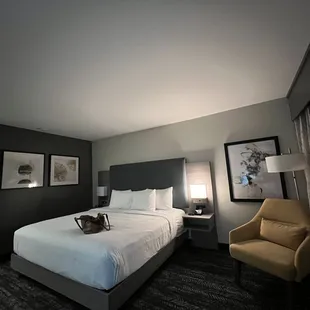 King size bed in a spacious room