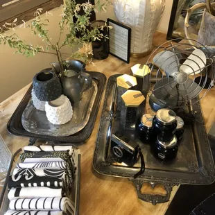 Geometry tea towels and volcano candles are customer favorites.