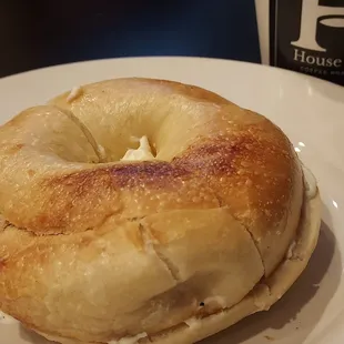 a bagel on a plate