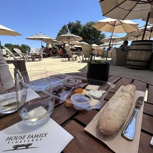 a table with bread and wine