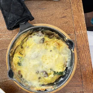 a pan of food on a table