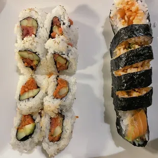 Spicy tuna and spicy salmon