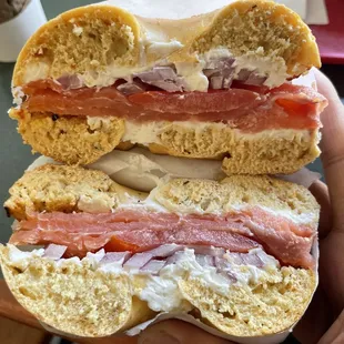 Salmon lox bagel