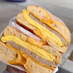 Sausage Omelette Bagel