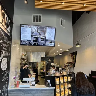the interior of a bakery