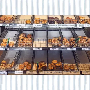 Boiled bagels selection, 10am on a Sunday