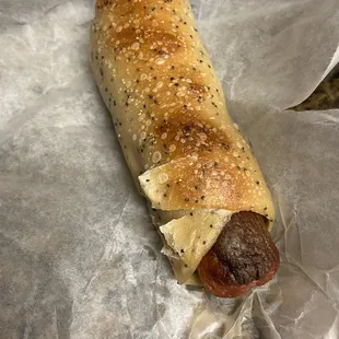 Bagel dog, heated up