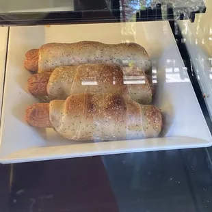 Bagel dogs, not yet warmed up