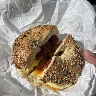 #2. Bacon, Egg and Cheese Breakfast Bagel on a &quot;All in one&quot; bagel