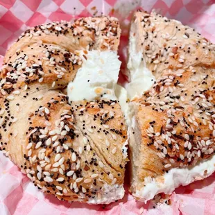 Everything Cragel with cream cheese