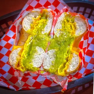 Bagel with Egg, Avocado and Cheddar