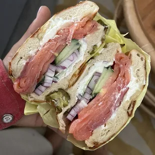 Closed-face Jalapeño Bagel with Lox