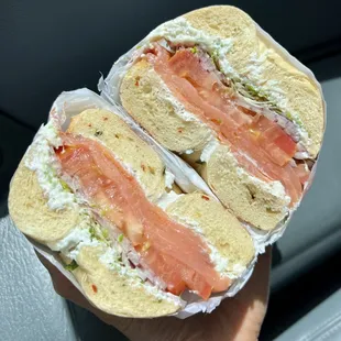 lox bagel on jalapeño bagel