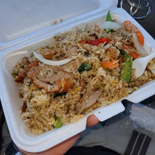 Thia basil fried rice with duck.