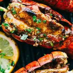 grilled lobsters on a grill