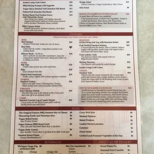 The menu