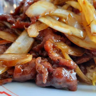 Close up of Mongolian Beef