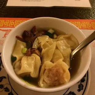 Wonton soup (I ate a portion of one of the wonton). Delicious!