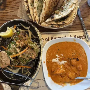 Butter Chicken  Garlic Naan Malai Chicken Kebabs