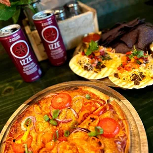 Mexican pizza and wagyu beef tacos!